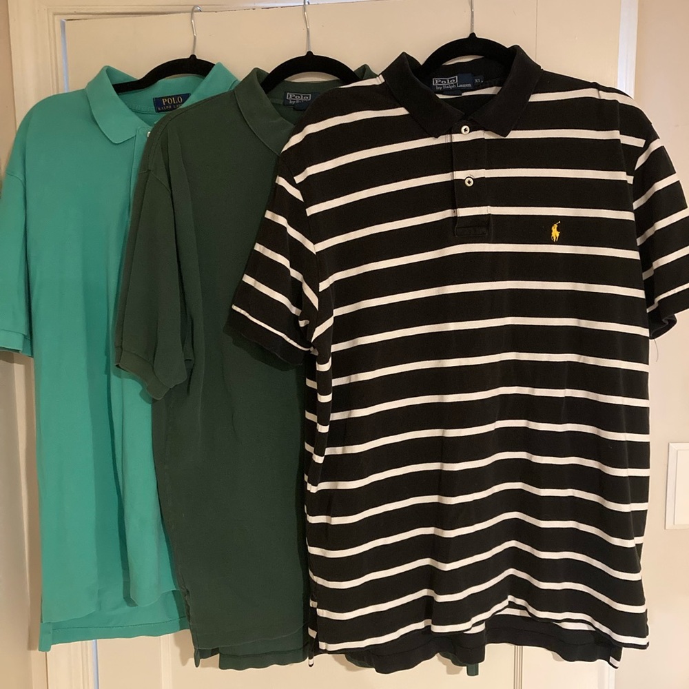 Lot of 3 XL Polo by Ralph Lauren Black Polo Men's Shirts